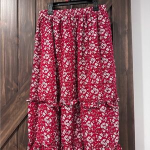 Floral Red Maxi Skirt